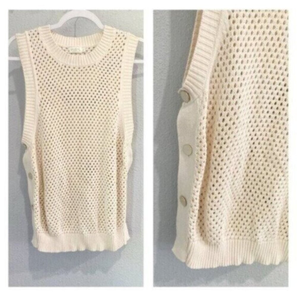 Spartina449 Neutral Crochet Contemporary Boho Beachy Vacation Preppy Top